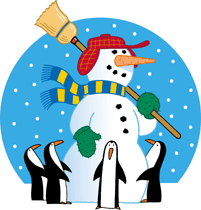 Snowman and penguins